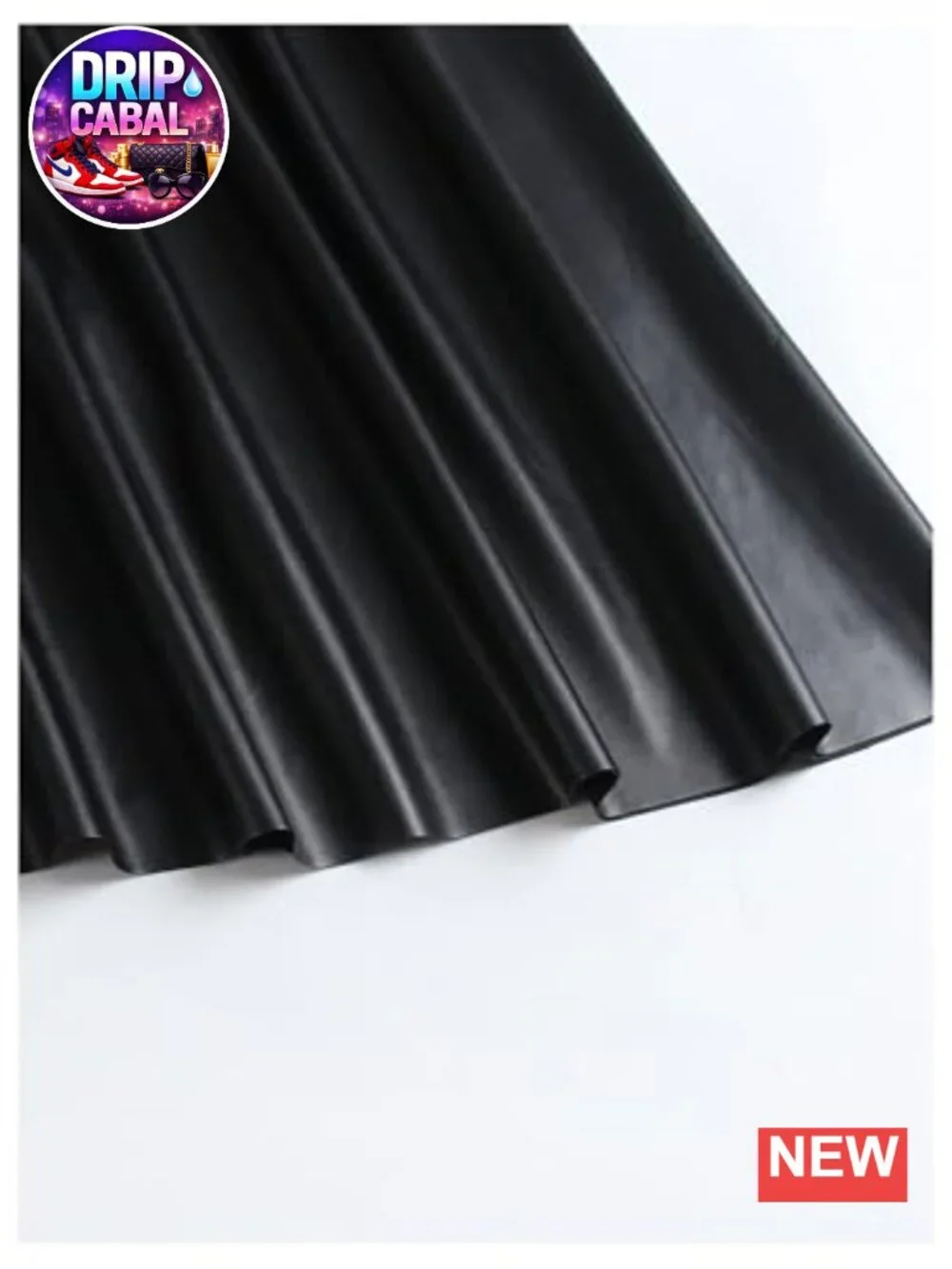 Plus Size Faux Leather High Waisted A-Line Long Skirt Flowy Midi Dressy
